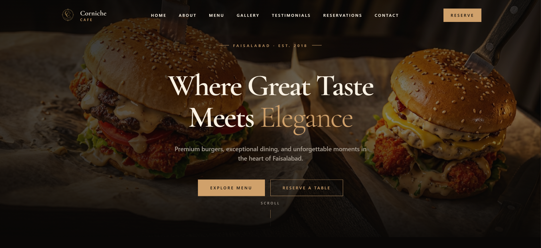 Corniche Cafe — Cafe website by ARCTYNE